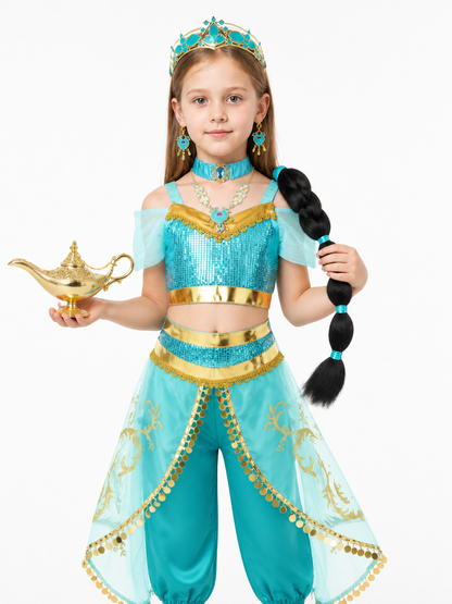 Jasmine Costume with Sequins and Harem Pants for Halloween Costumes detail 3