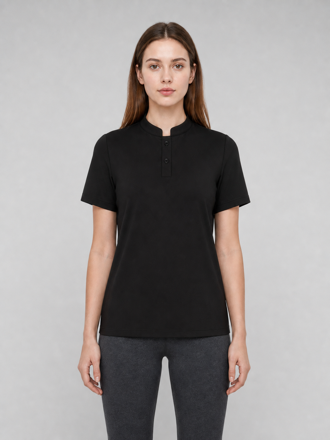 Black Cosplay T-Shirt with Stand-Up Collar