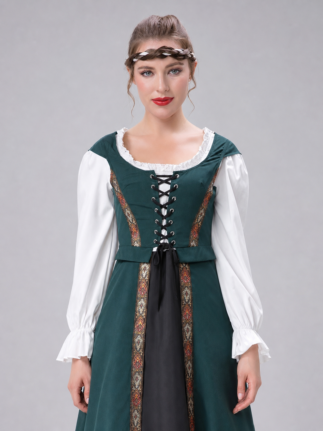 Retro Court-Style Dress with Headpiece Costume Dresses detail 2