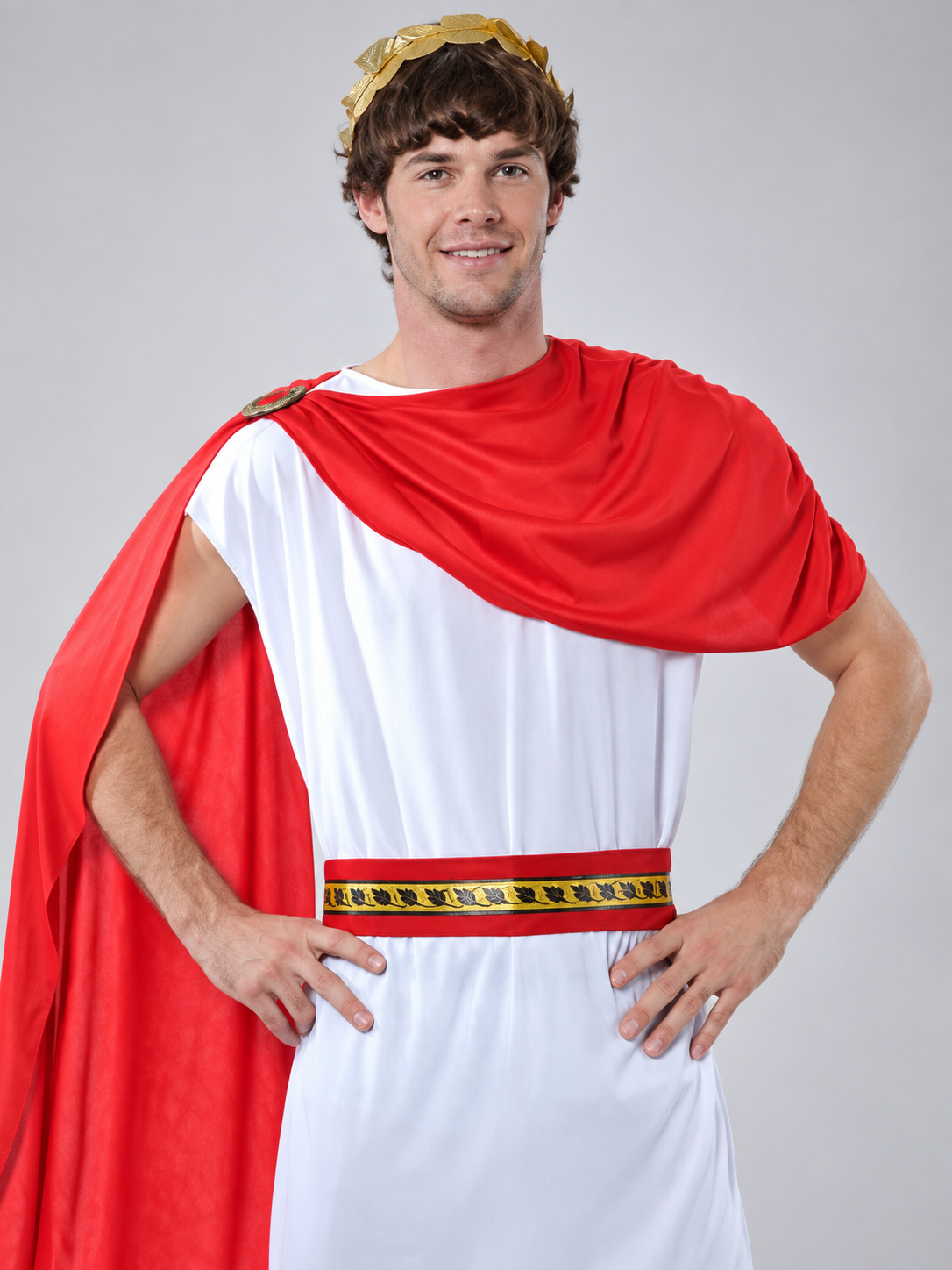 Antique-Style Carnival Costume with Red Cape Costume Capes detail 2
