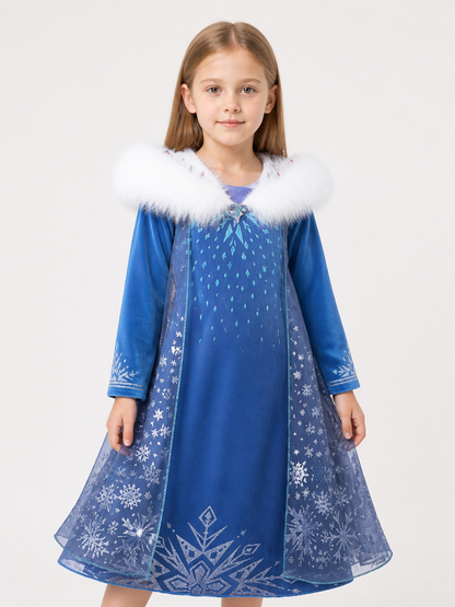 Snow Queen Carnival Dress Costume for Halloween upper body view