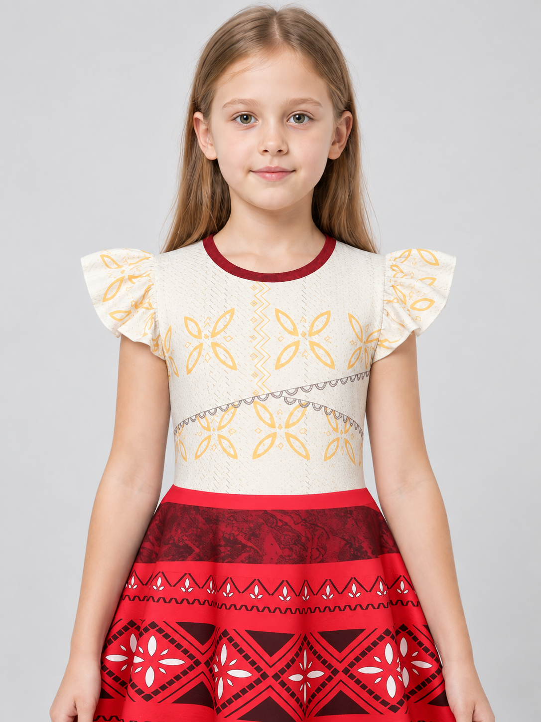 Girls' dress with flutter sleeves and floral print
