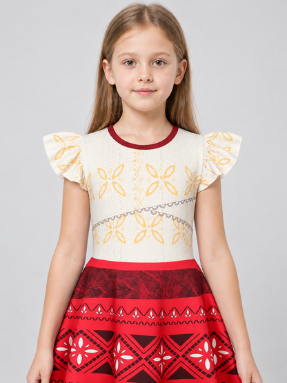 Girls' dress with flutter sleeves and floral print