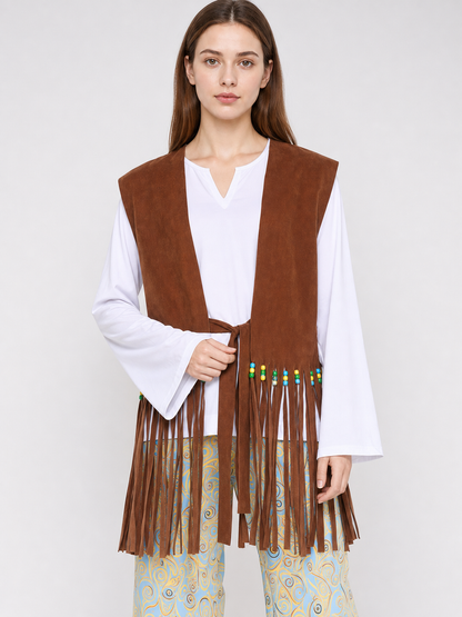 Costume Vest with Fringe, Brown Costumes detail 2