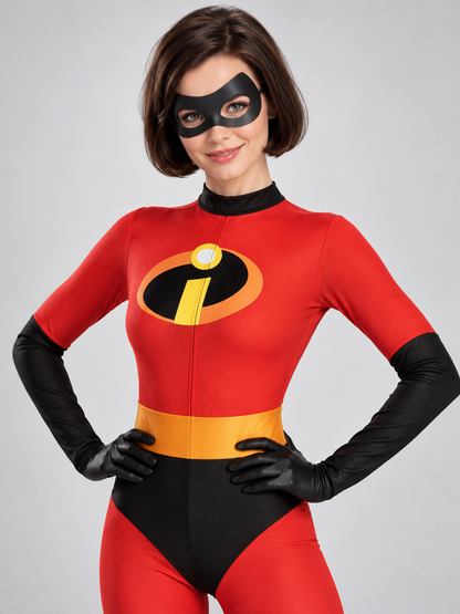 Red Superhero Costume with Mask and Gloves