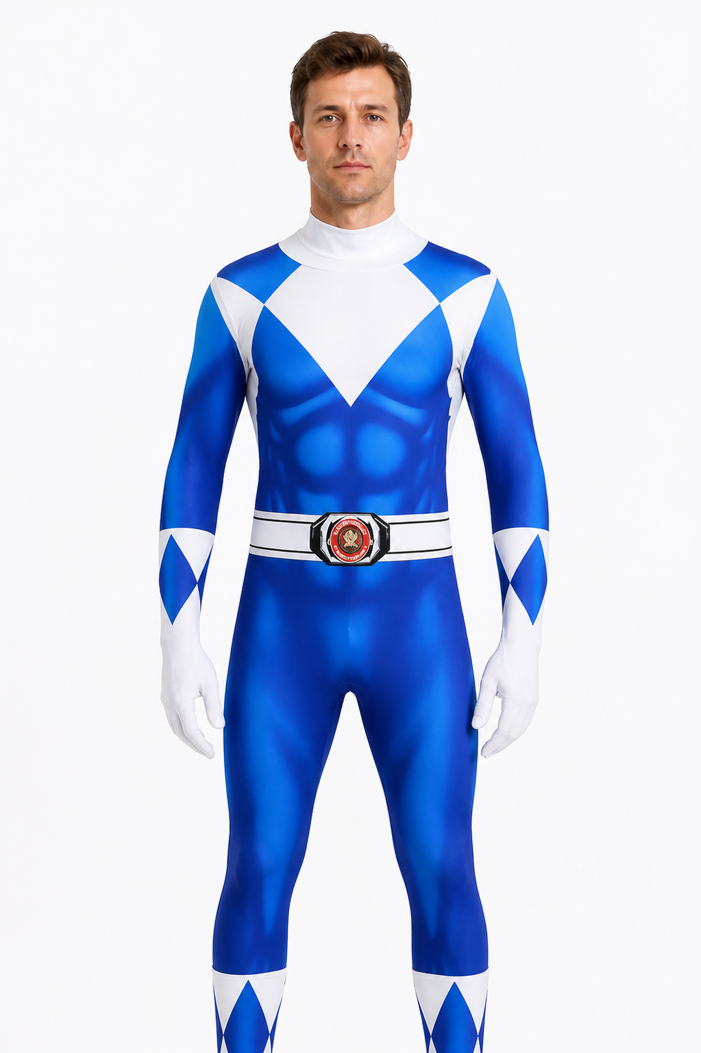 Superhero jumpsuit with mask and belt for cosplay Costume Masks detail 3