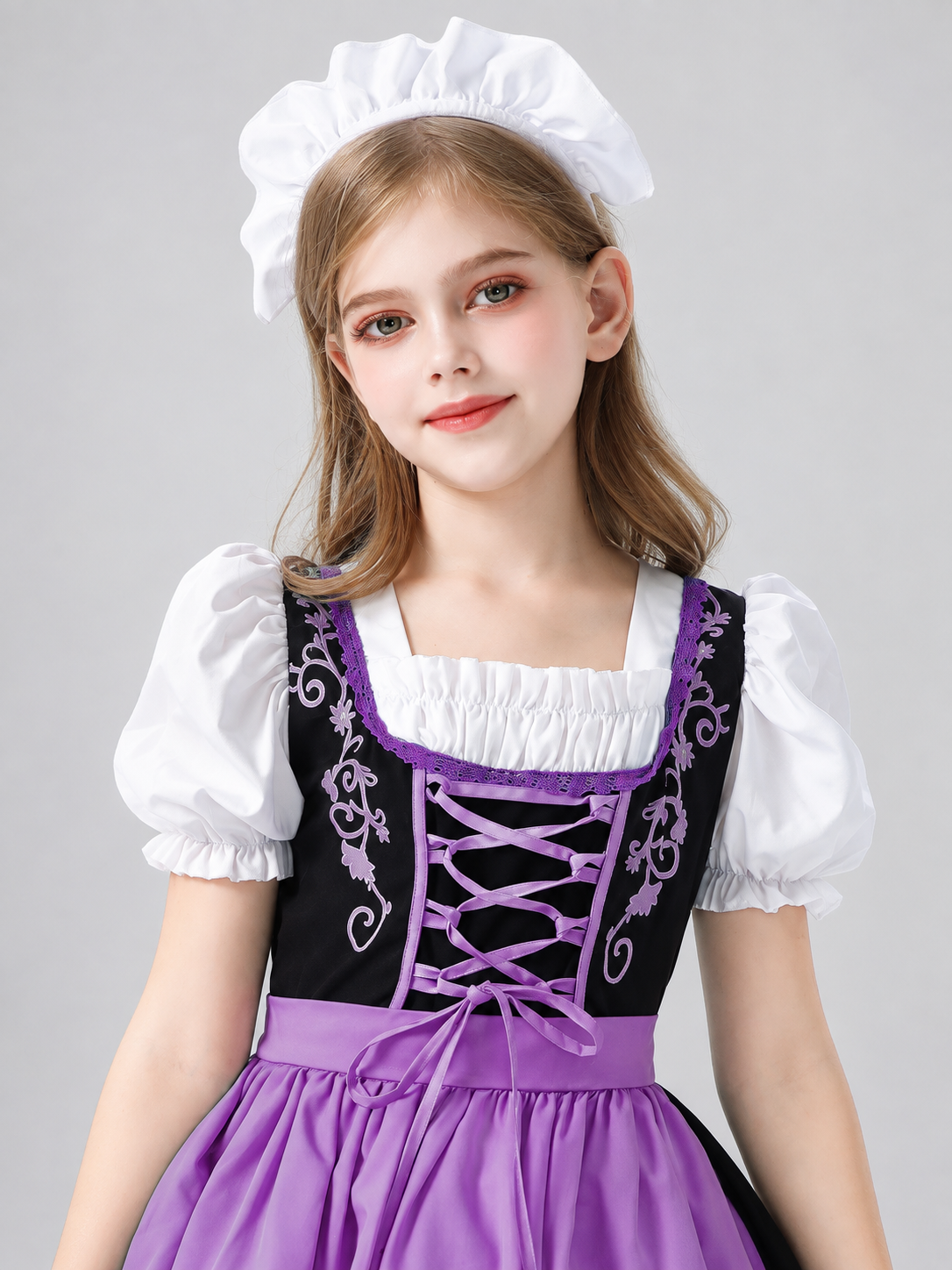 Kids' Bavarian-Style Costume (Dirndl), Purple