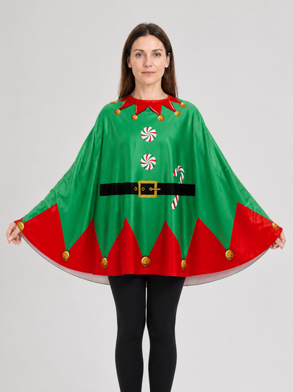 Christmas Green Elf-Style Cape with Belt Costume Capes detail 3