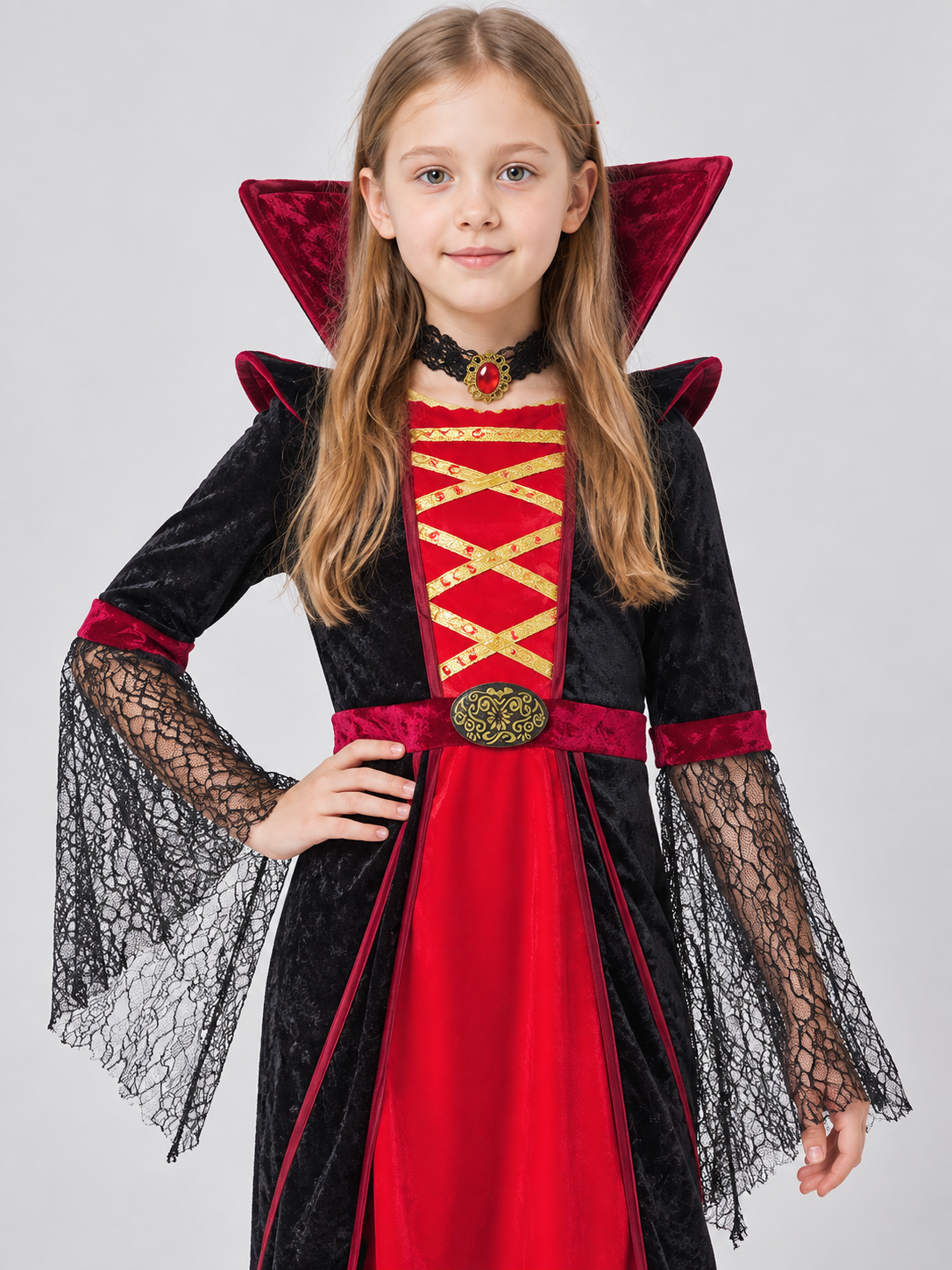 Gothic Carnival Costume with Collar and Medallion Costumes detail 2
