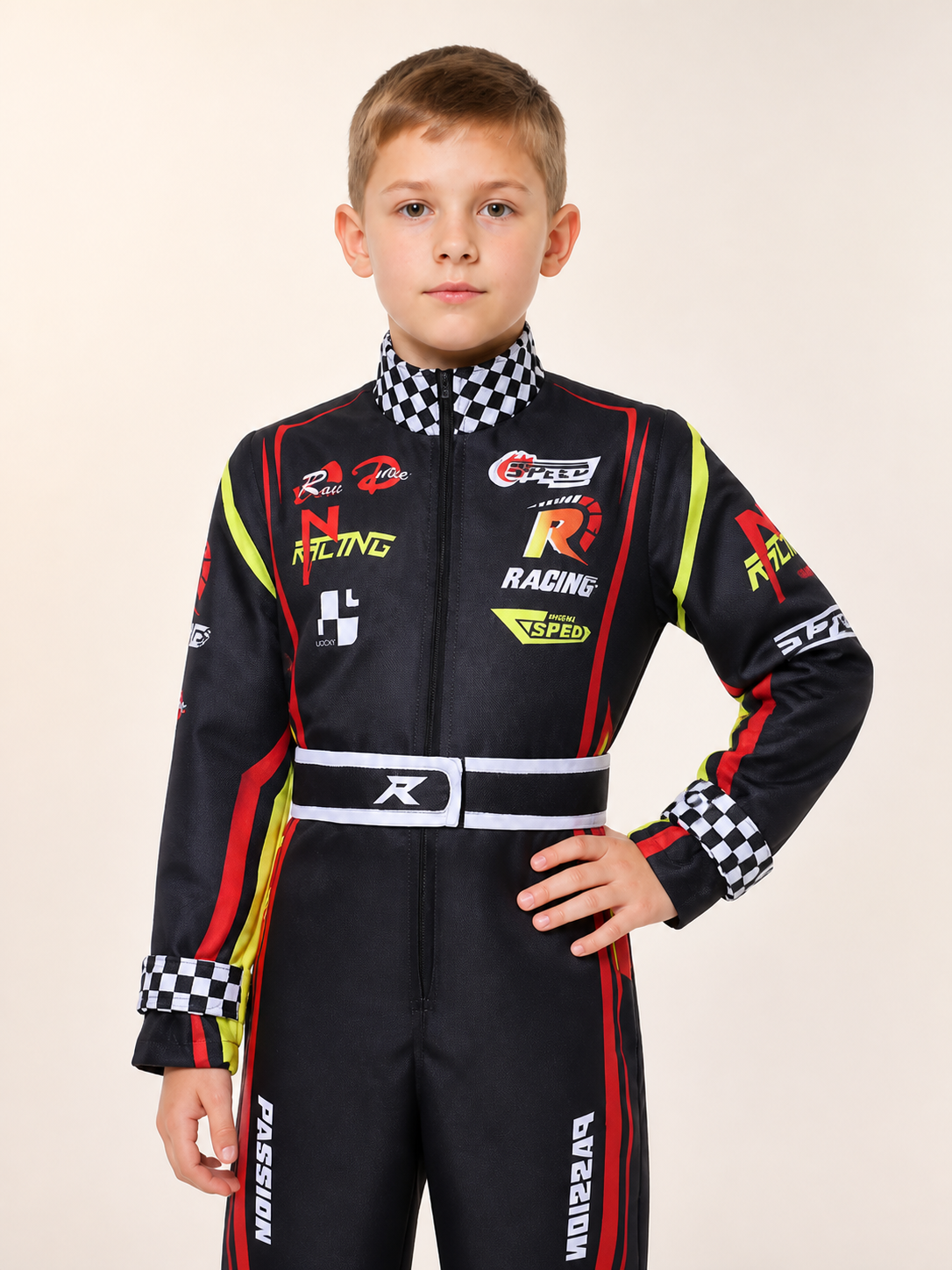 Racing Jumpsuit Cosplay Set with Belt upper body view