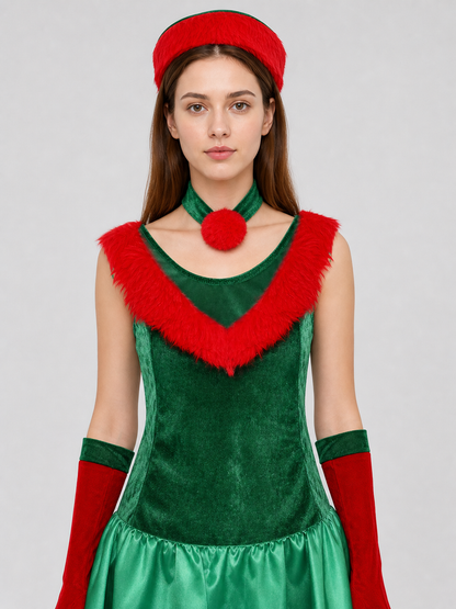 New Year's Elf Costume: Dress, Hat, and Gloves Costume Dresses detail