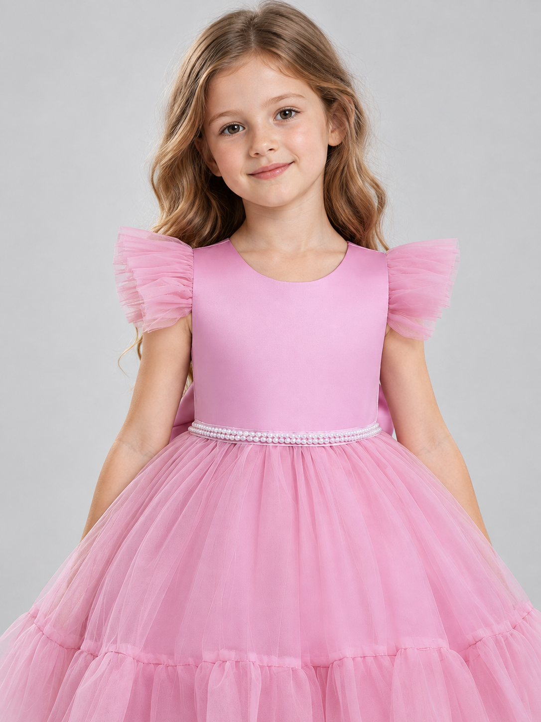 Dusty Pink Children's Party Dress with Bow