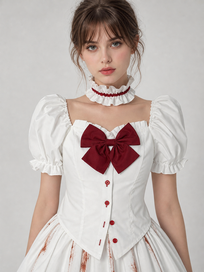 Gothic Cosplay Dress with Bow and Ruffles