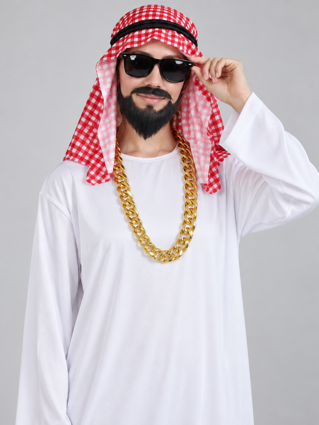 Carnival Costume with Beard, Glasses, and Chain