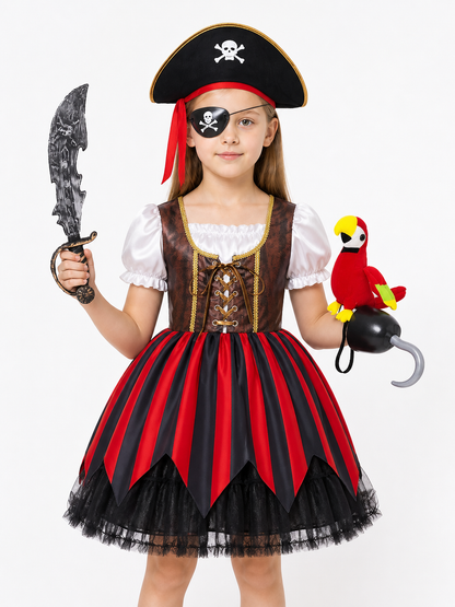 Pirate Costume with a Red-and-Black Striped Dress Costume Dresses detail 3
