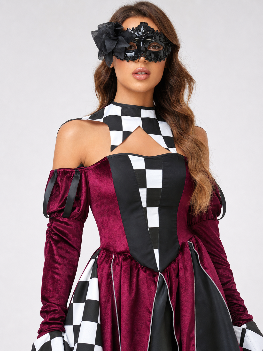 Retro Carnival Dress with Checkered Print