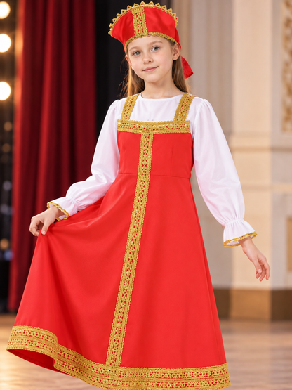 Children's Russian-Style Stage Costume with Headpiece Costume Headwear detail 2