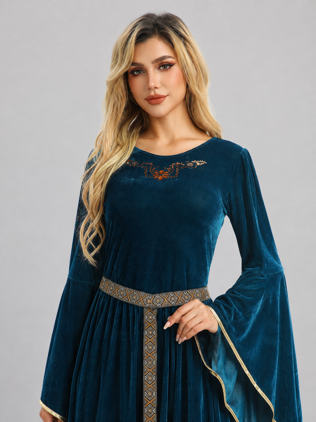 Dark Blue Medieval-Style Carnival Dress Costume Dresses detail 2