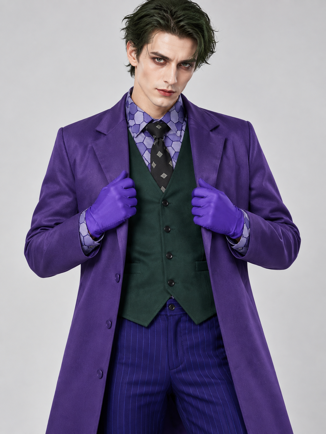 Cosplay Costume: Purple Cape, Vest, Tie