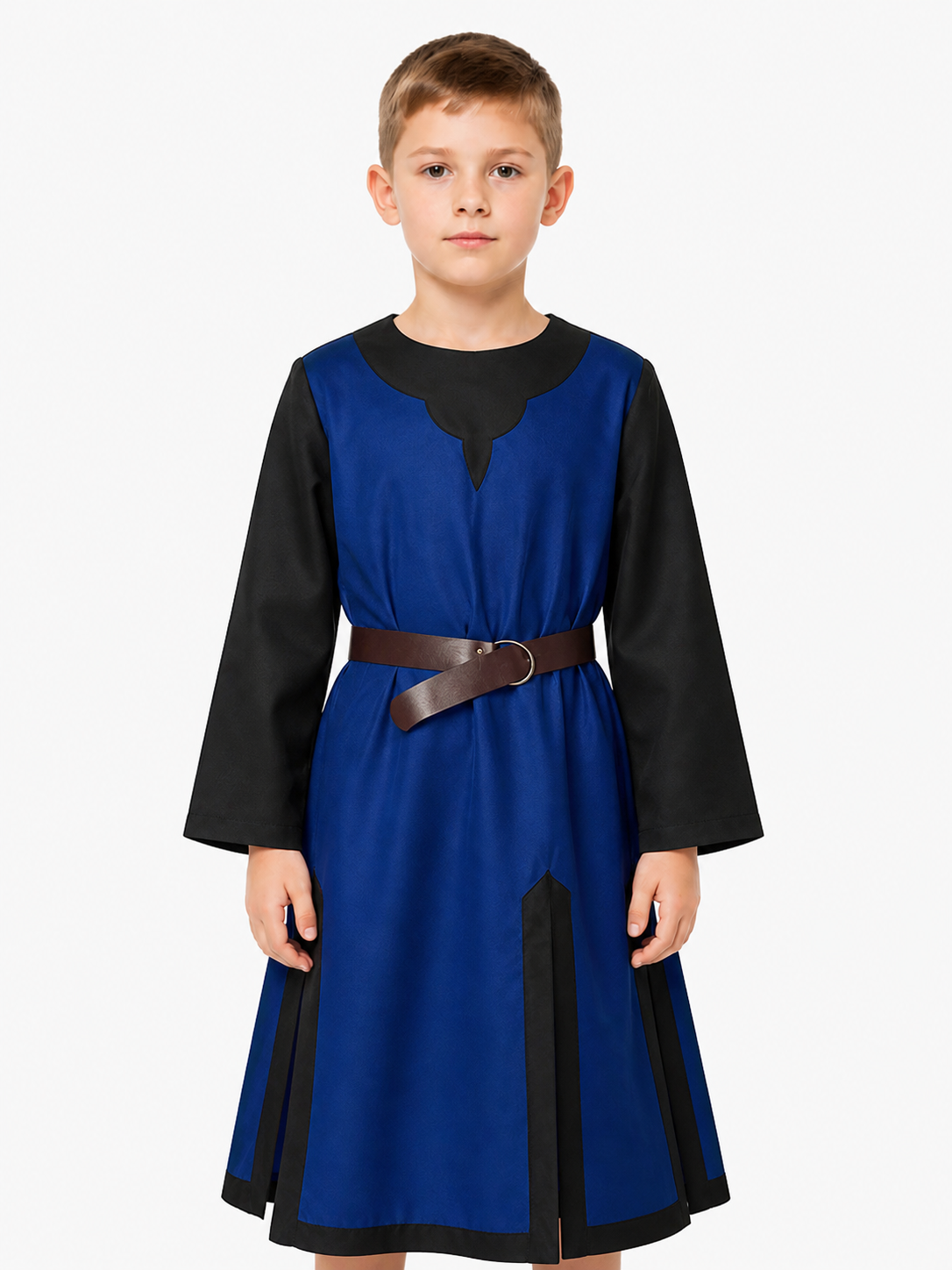 Medieval Blue and Black Robe with Belt Costumes detail 3
