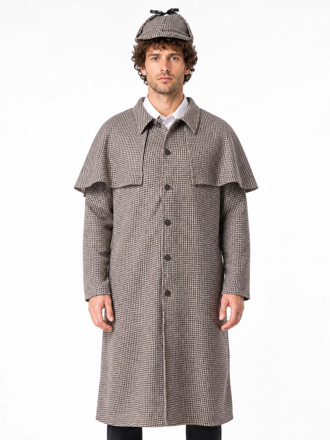 Sherlock Holmes Costume with a Plaid Cape Costume Capes detail 3