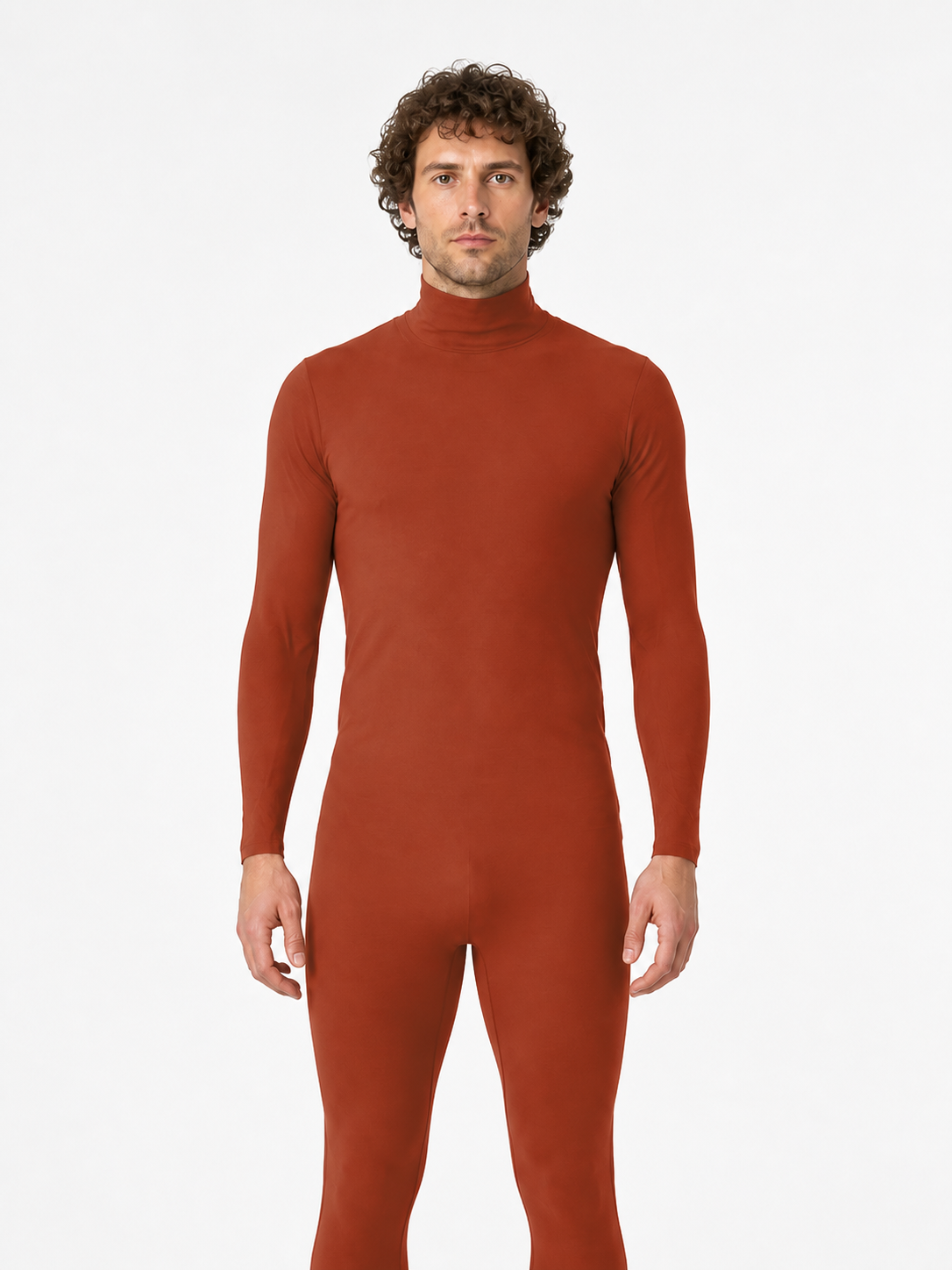 Brown Zentai Jumpsuit with Open Face