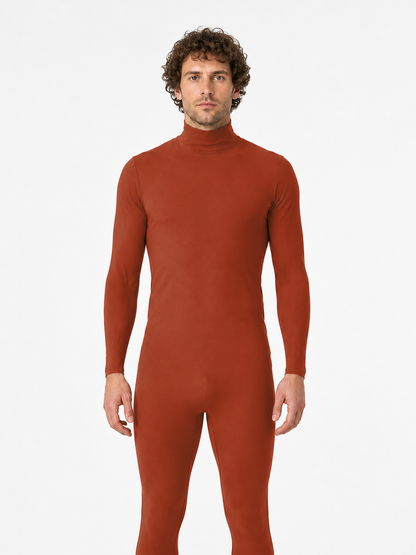 Brown Zentai Jumpsuit with Open Face