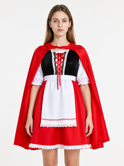 Little Red Riding Hood Costume with Cape and Apron Costume Capes detail 3