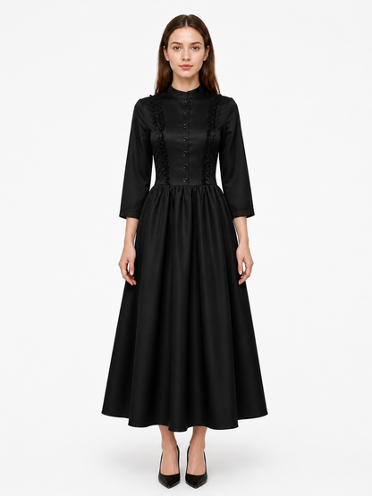 High-Neck Long-Sleeve Dress