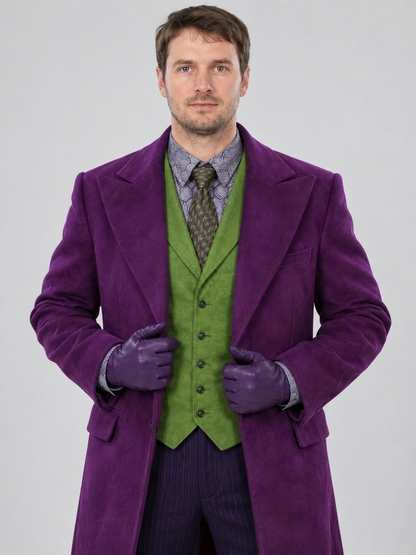 Joker Cosplay Costume: Coat, Vest, Shirt, Pants