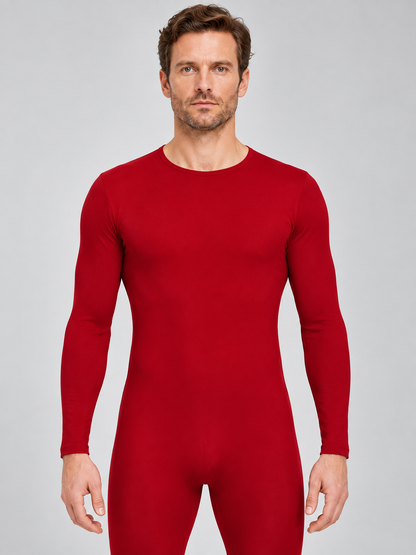 Red form-fitting jumpsuit made of milk silk