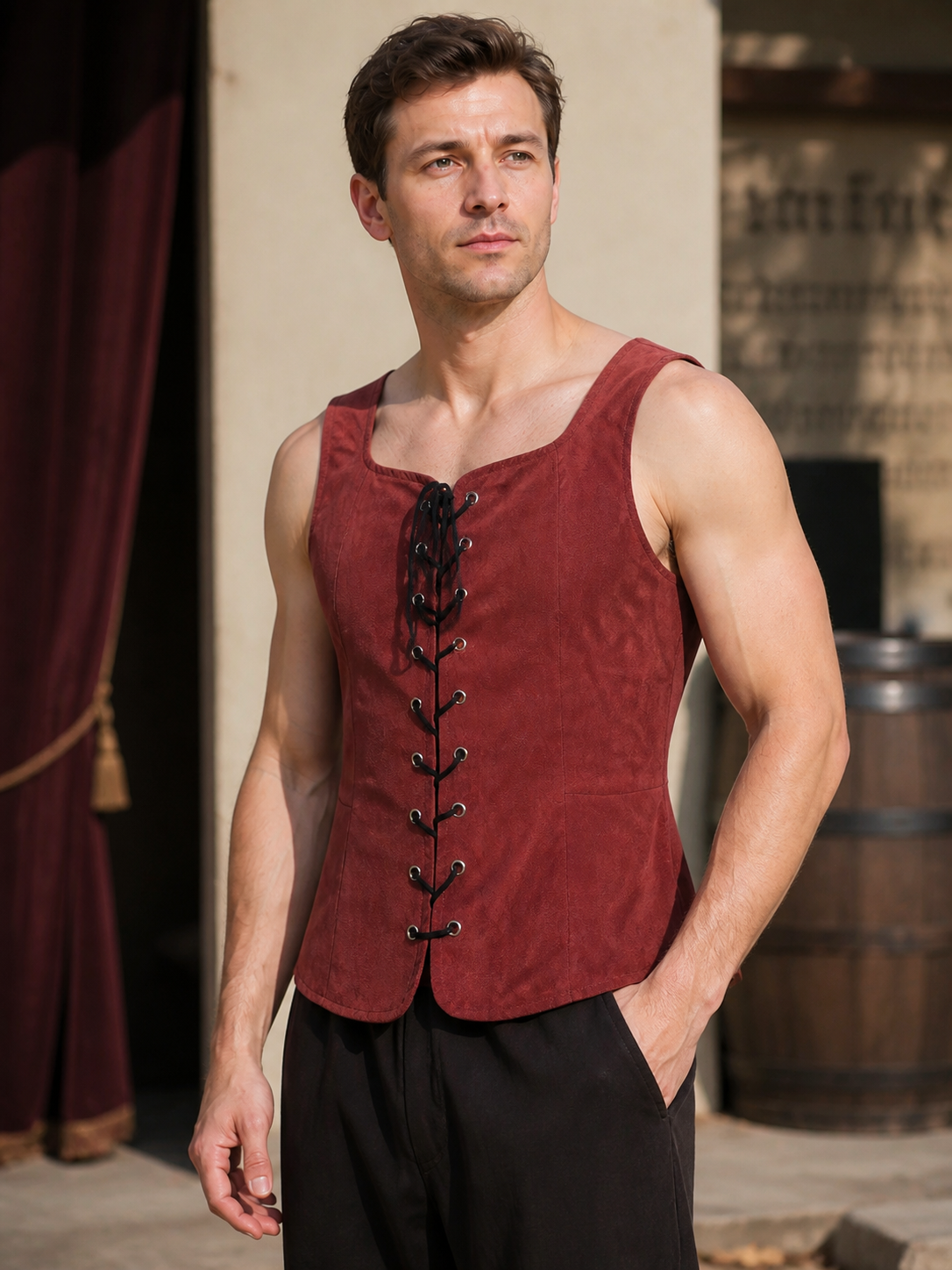 Renaissance-Style Lace-Up Vest for Performances product detail 2