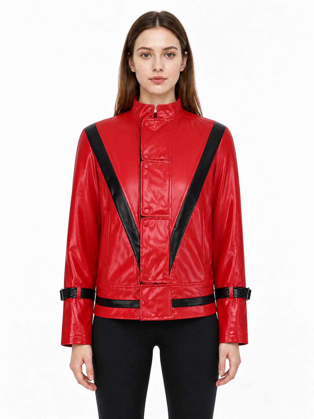 Short Red Jacket with Decorative Straps product detail 3