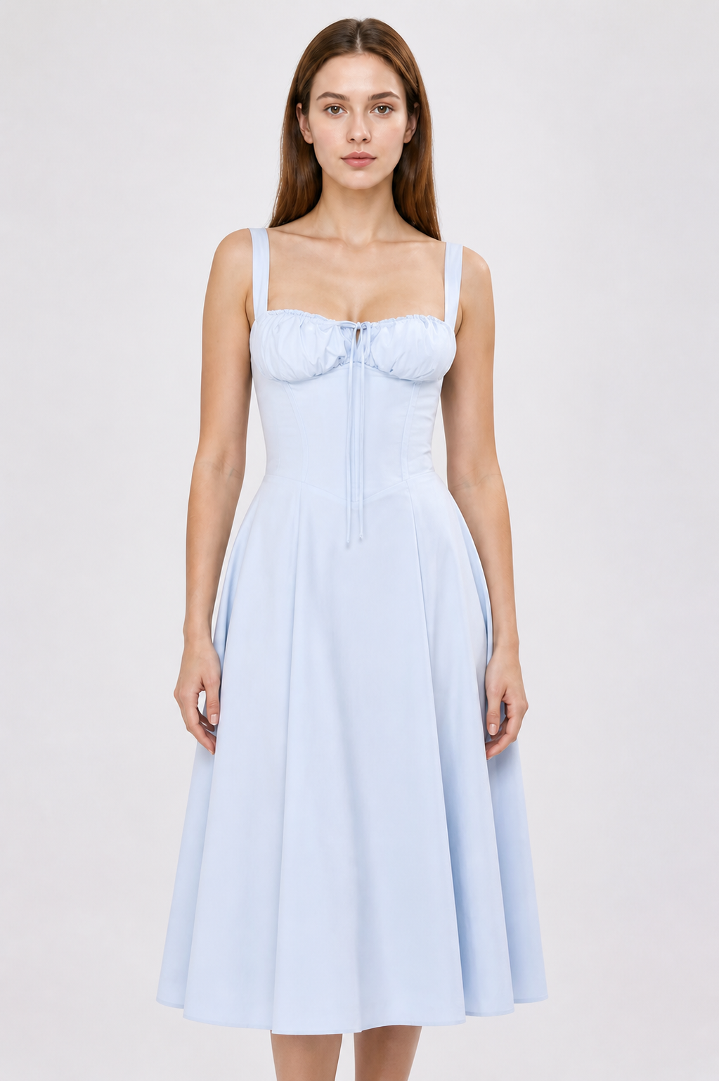 Fitted Midi Dress with a Square Neckline Costume Dresses detail 3