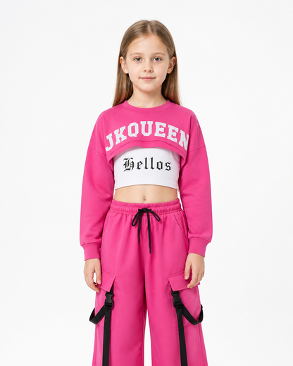Kids' Pink Dance Costume with Top and Cargo Pants Costumes detail 3
