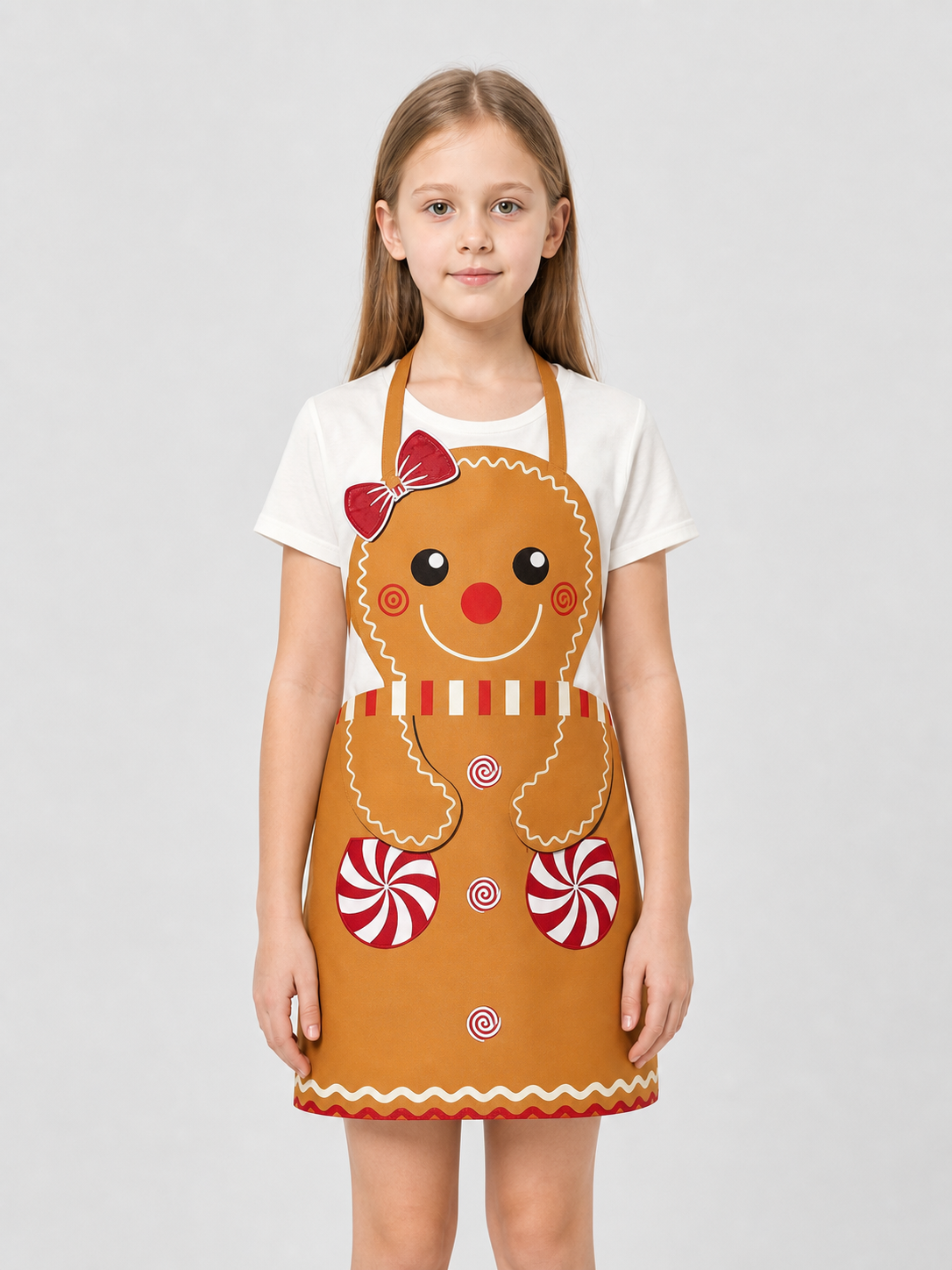 Gingerbread Man Apron with Bow Design