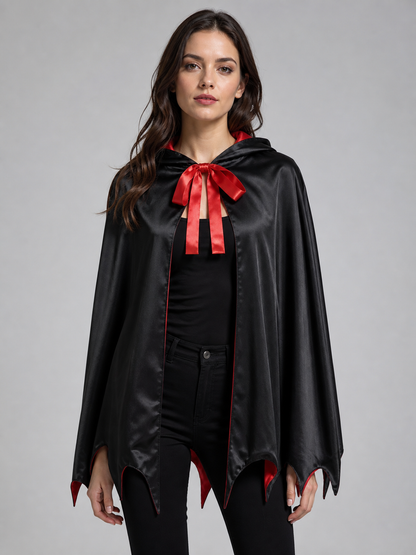 Hooded Vampire Cloak Cape, Red and Black