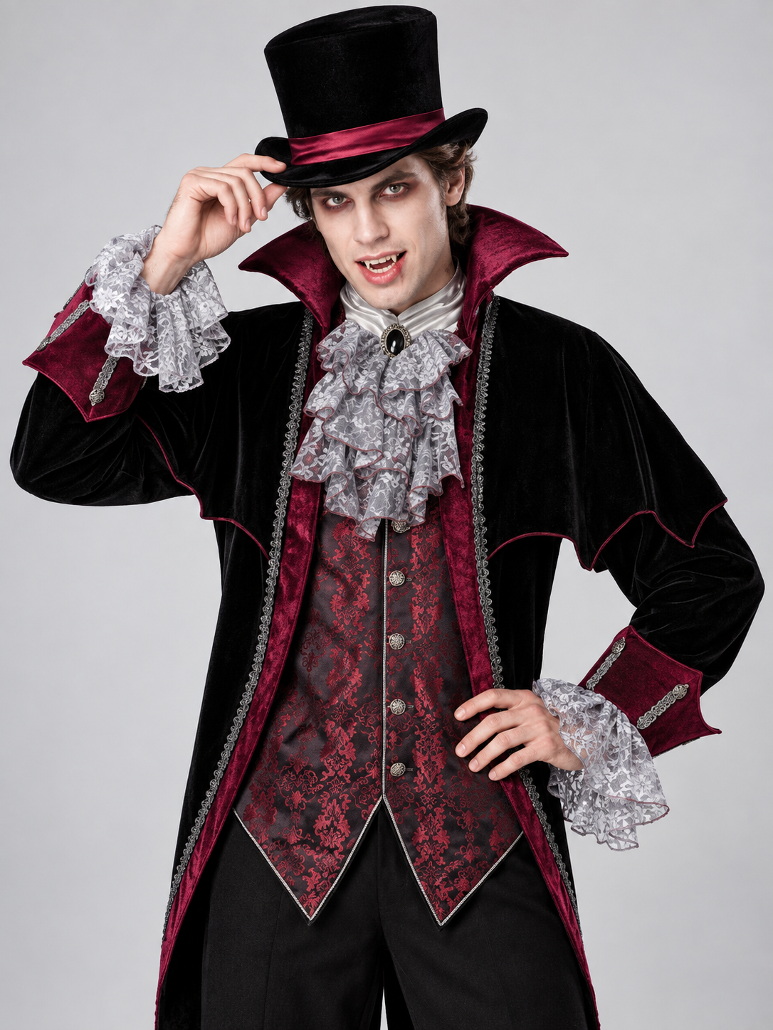 Vampire Carnival Costume with Jabot and Top Hat