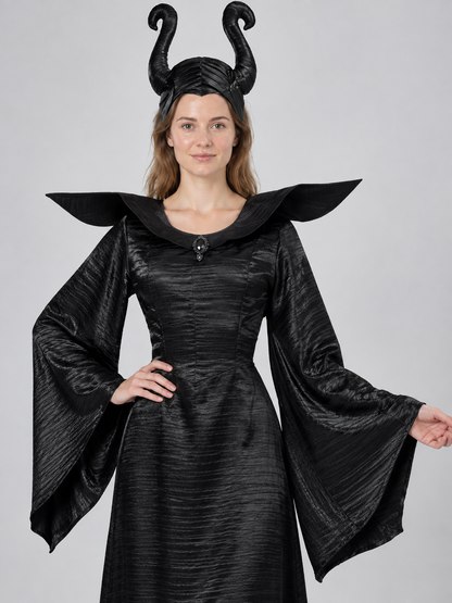 Vampire Costume: Black Dress, Horns