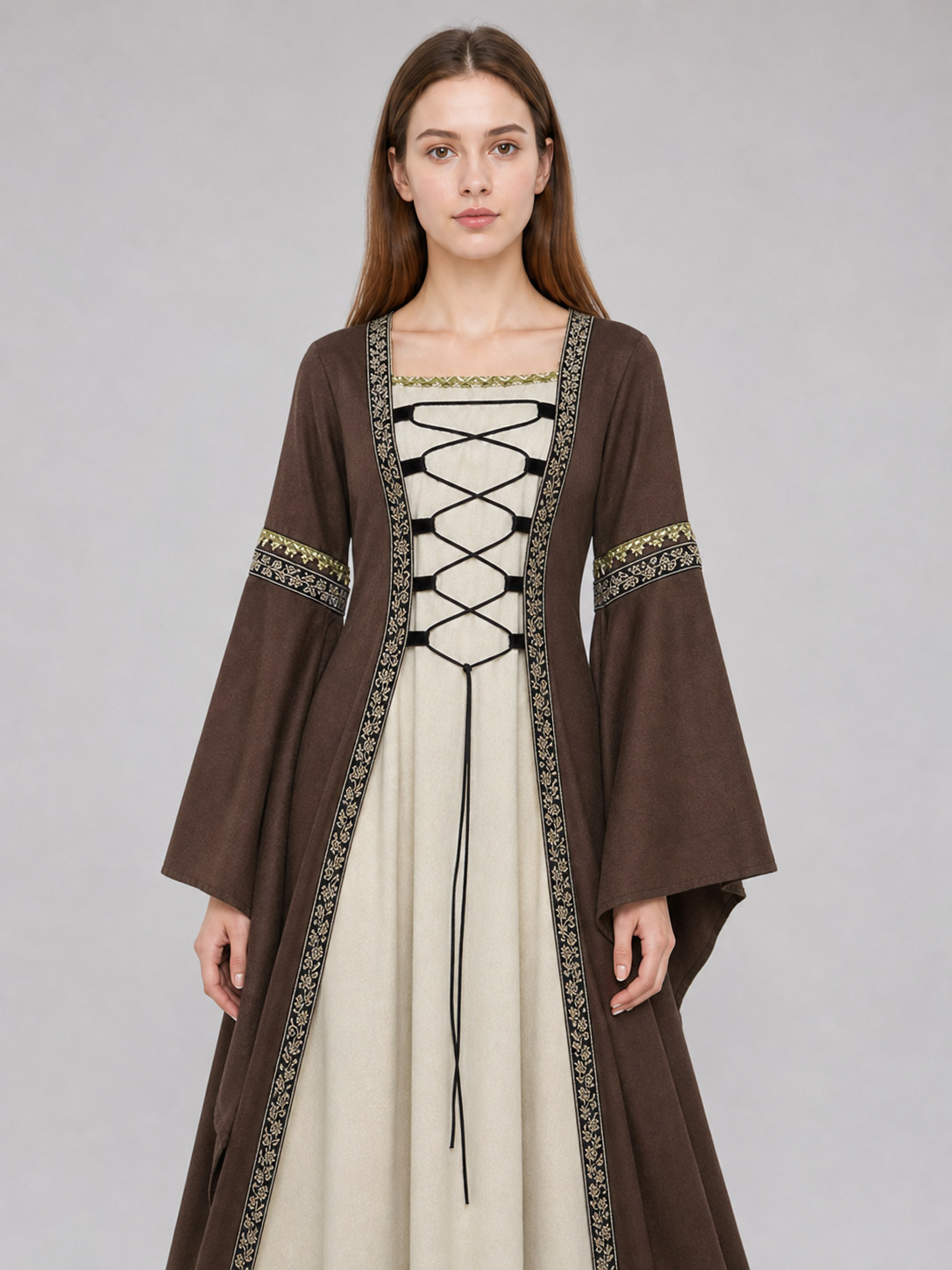 Long Renaissance-Style Dress with Sleeves