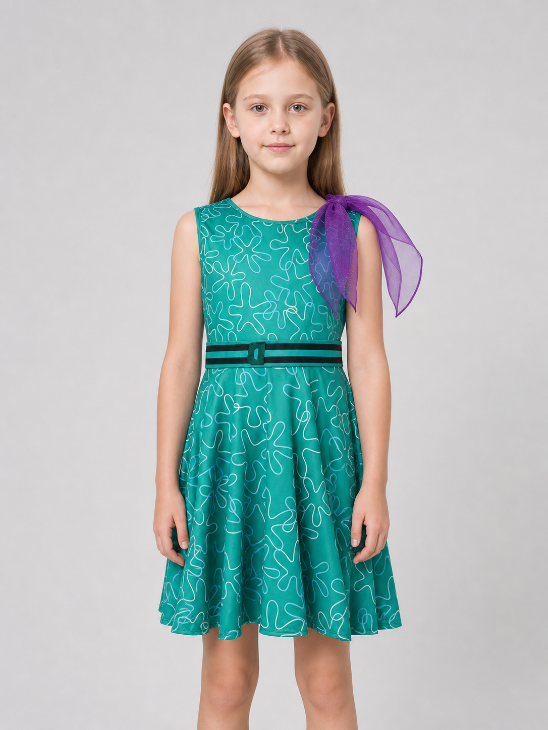 Inside Out 2 Cosplay Dress with Belt and Scarf