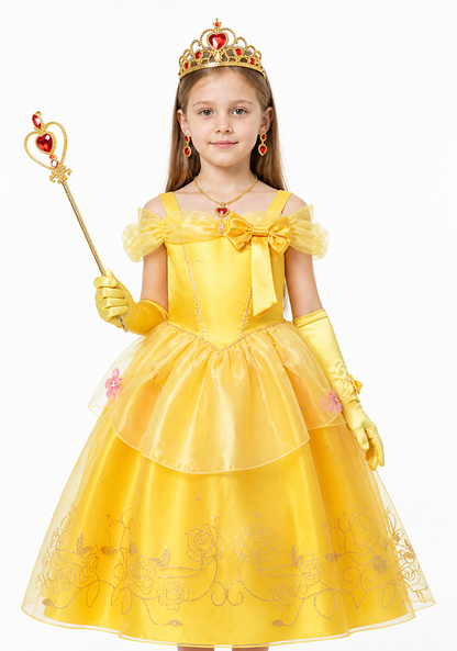 Yellow Carnival Costume with Crown and Accessories Costume Headwear detail 3
