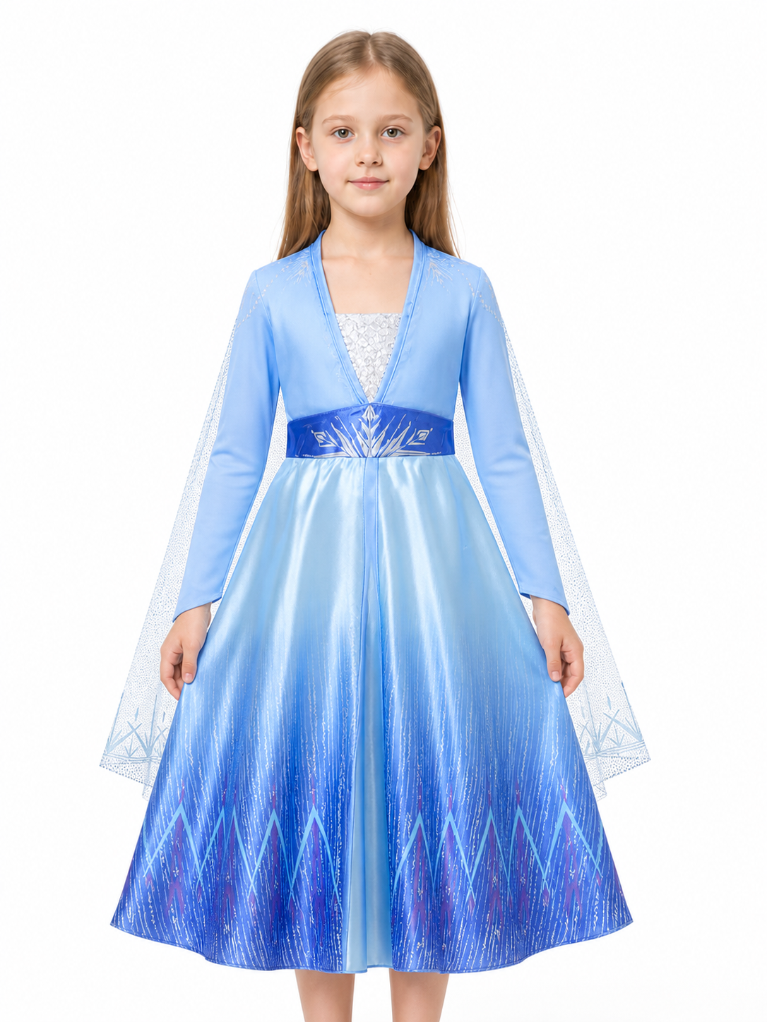 Princess Elsa Dress with Cape and Icy Pattern Costume Dresses detail 3