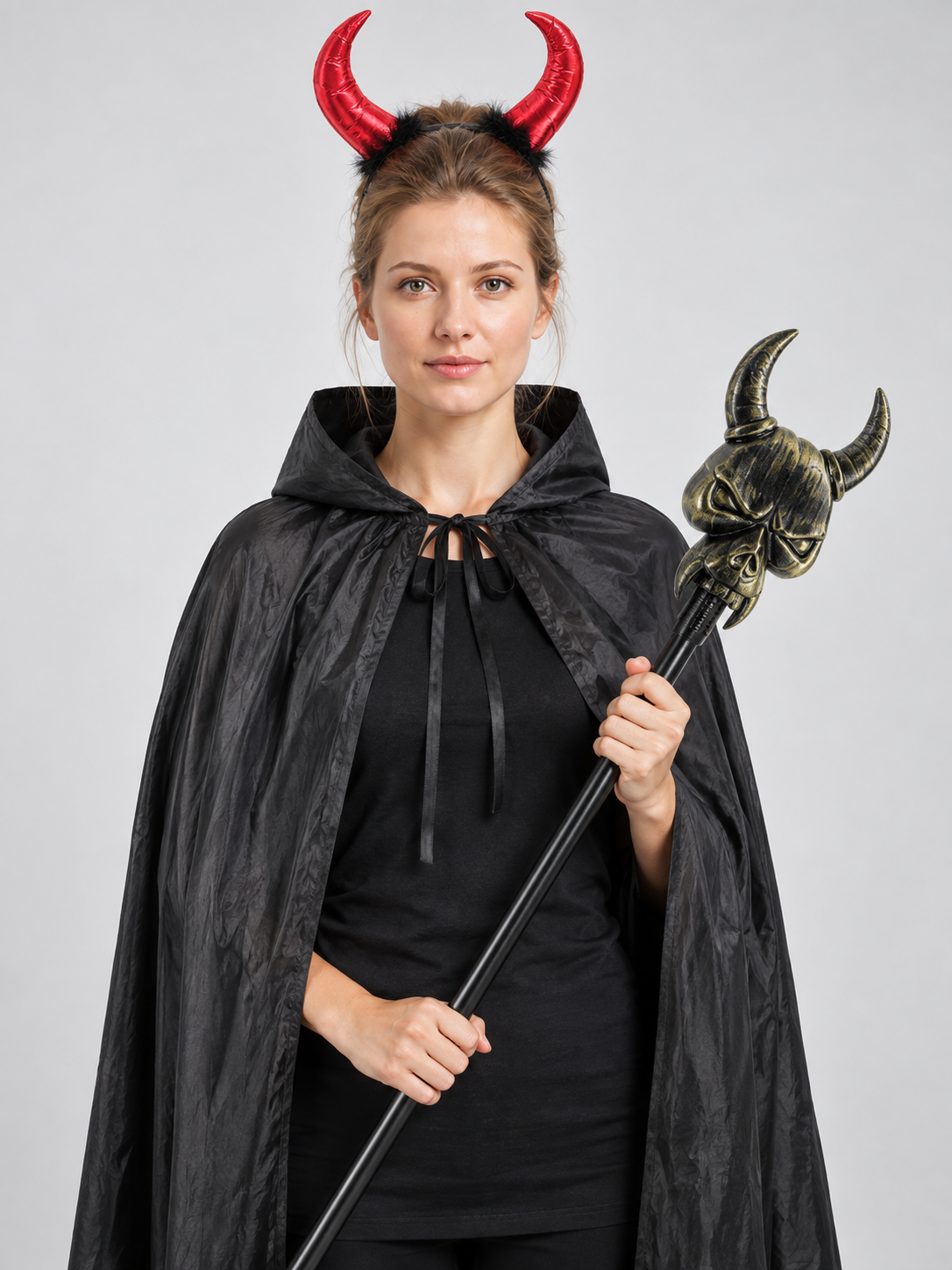 Costume set with cape, horns, and staff Costume Capes detail 2
