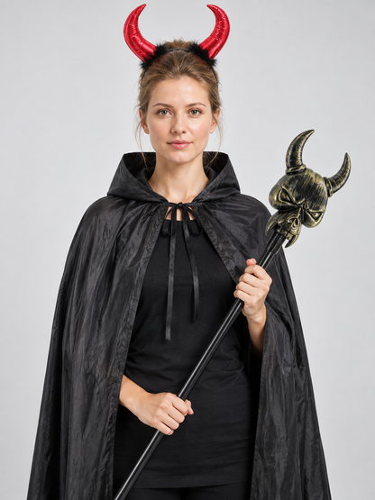 Costume set with cape, horns, and staff Costume Capes detail 2