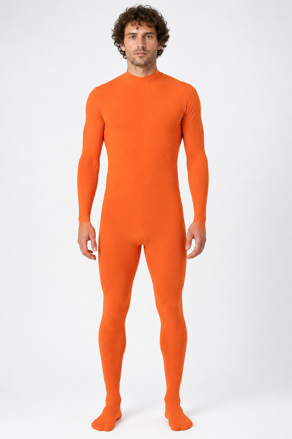 Orange Slim-Fit Zentai Jumpsuit with High Collar product detail 3