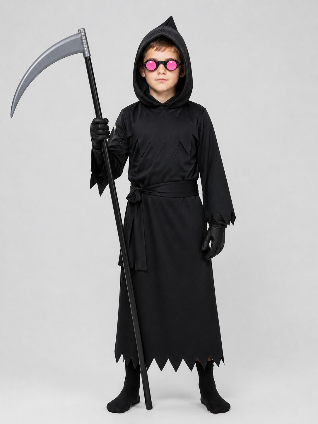 Children's Grim Reaper Costume with Scythe and Glowing Glasses Costumes detail 3