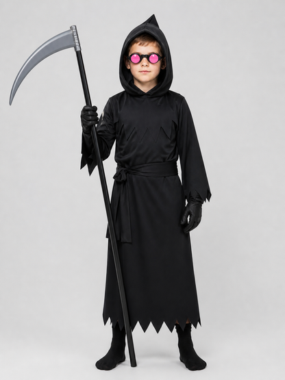 Children's Grim Reaper Costume with Scythe and Glowing Glasses Costumes detail 3