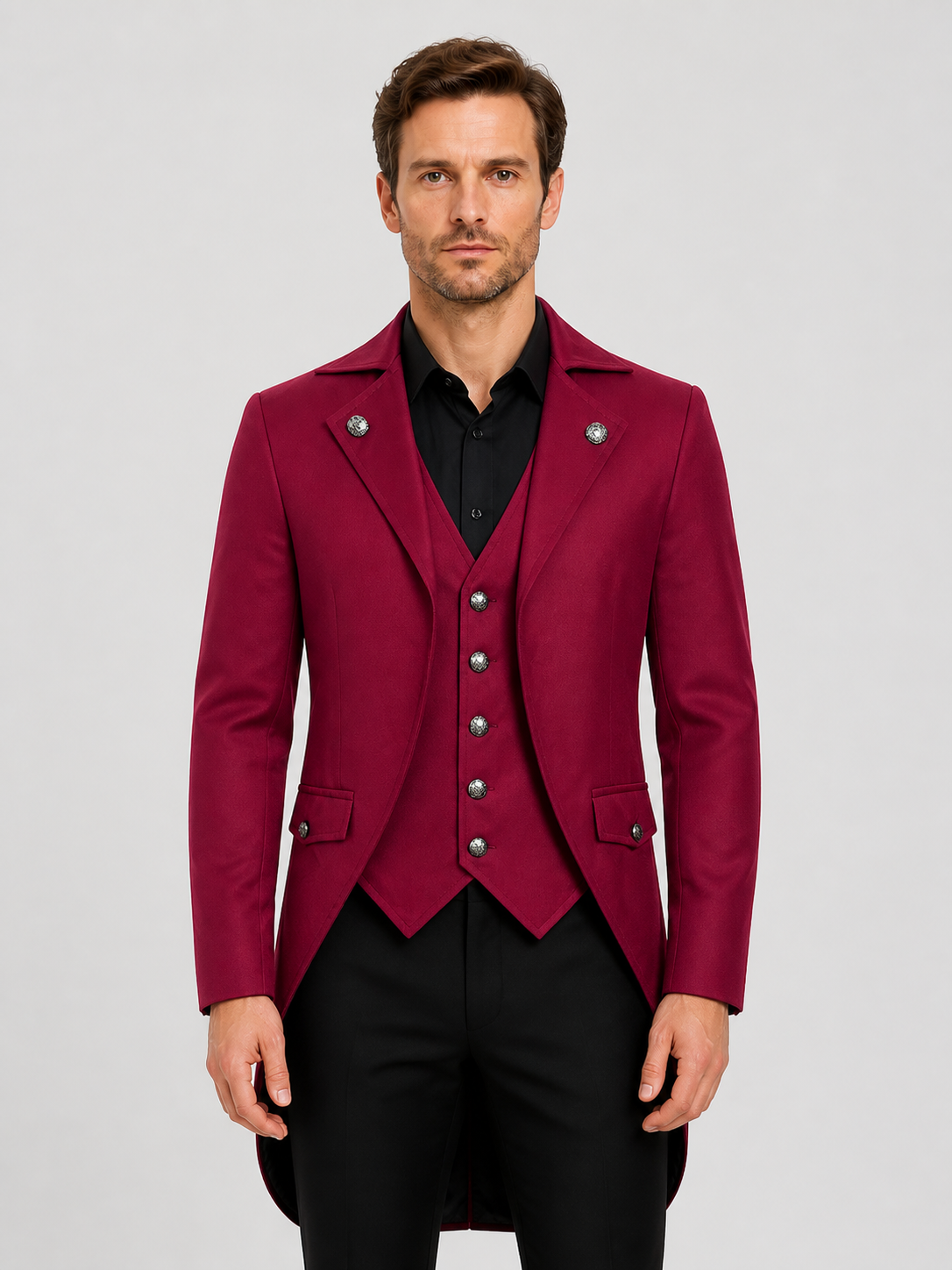 Stage Tailcoat for Halloween and Cosplay, Wine and Black Costumes detail 3