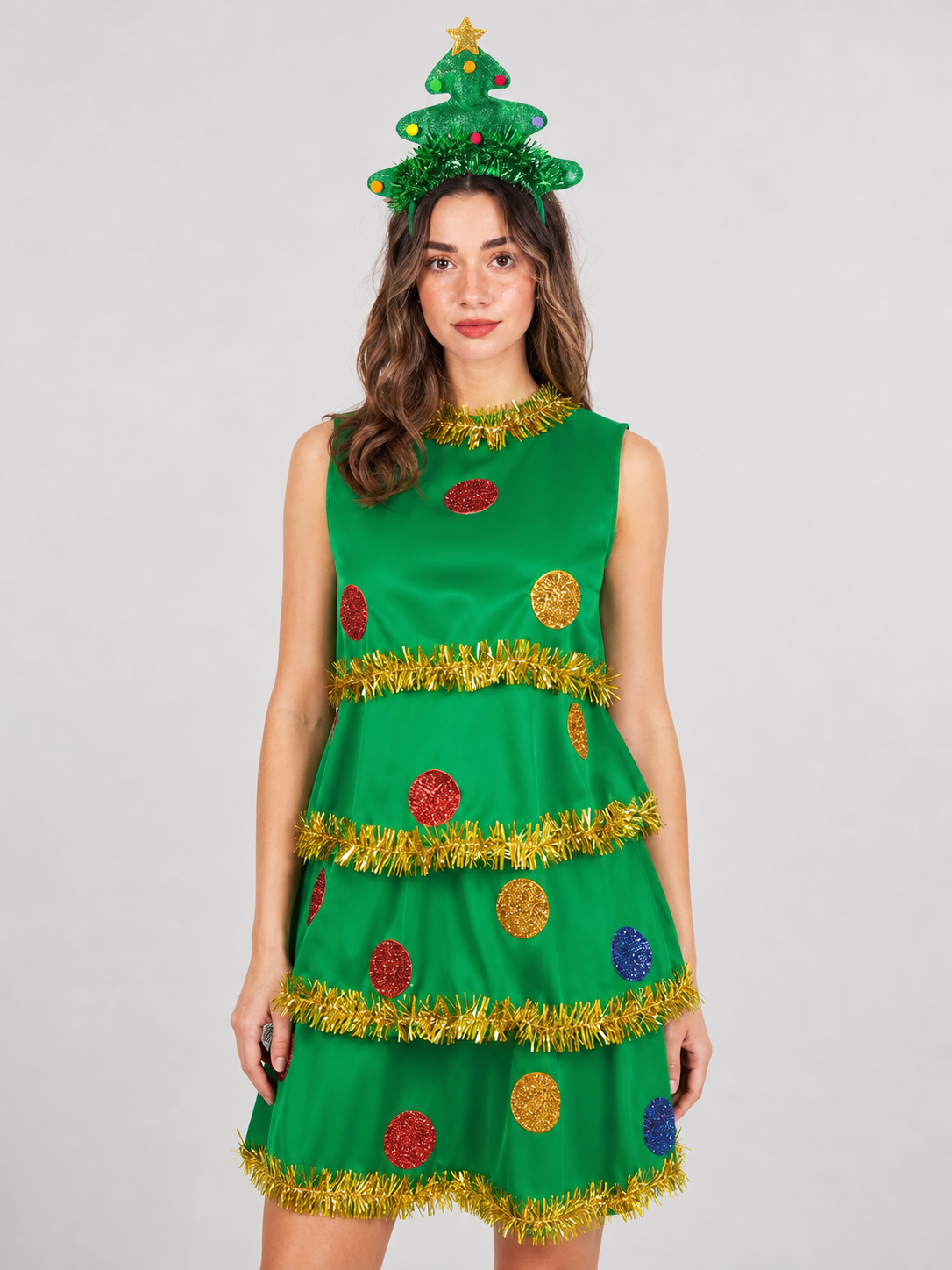Green Christmas Tree Costume for Cosplay with Accessories